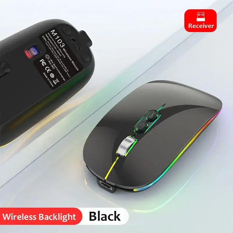 Black wireless mouse with RGB lighting from Discover Dual Mode Wireless Mouse collection