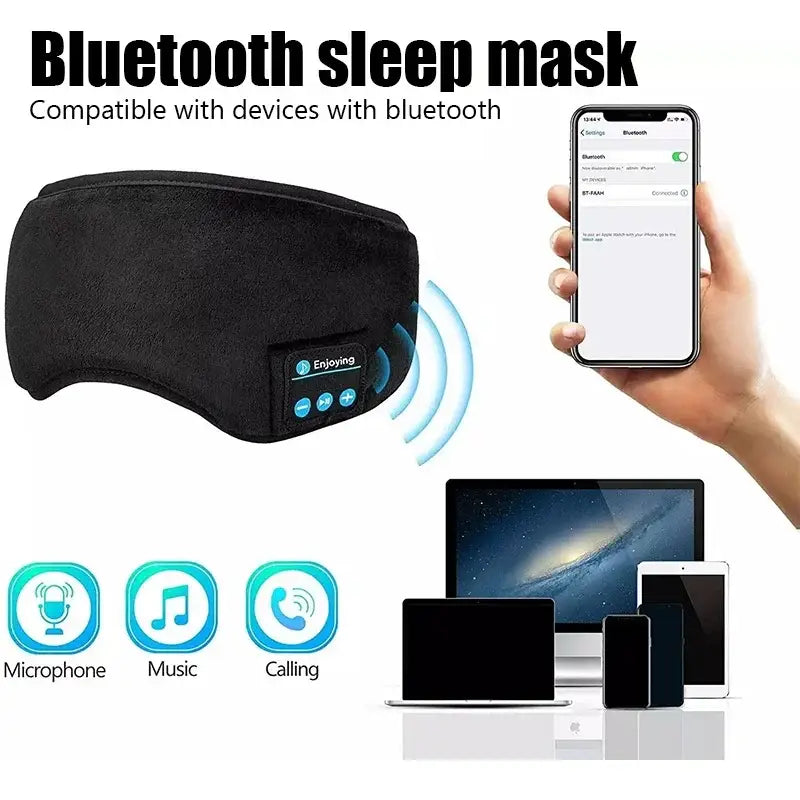 Black sleep mask with Bluetooth for Discover Innovative Sleeping Headphones & Eye Masks