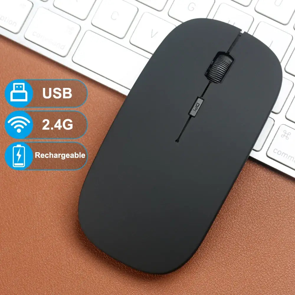 Sleek black rechargeable wireless mouse with USB for Discover the Latest in Office Gadgets