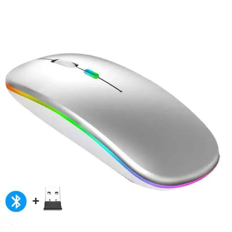 Sleek rechargeable wireless mouse with RGB lighting for modern workspaces