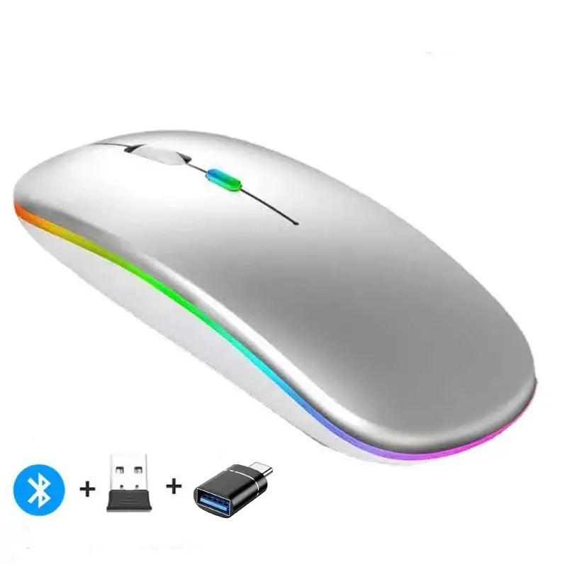 Sleek rechargeable wireless mouse with RGB lighting for modern workspaces