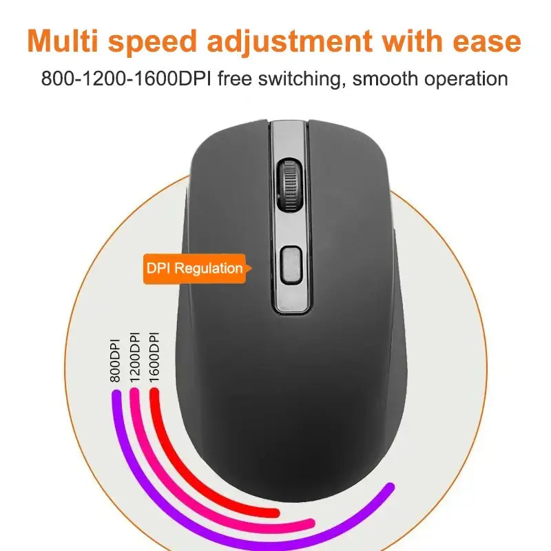 Wireless mouse with adjustable DPI for enhanced computing experience. Perfect for computer & office