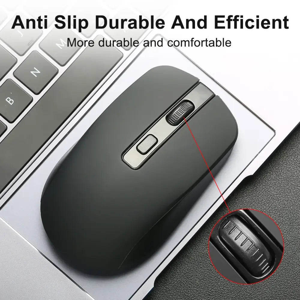 Wireless mouse with anti-slip texture, durable design for an enhanced computing experience