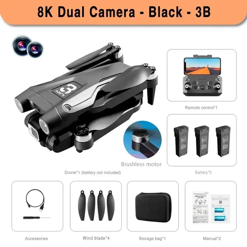 Elevate Your Creativity with Pro Max Drone Cameras - Shop New Arrivals - BK 8K Dual BLDC-3B