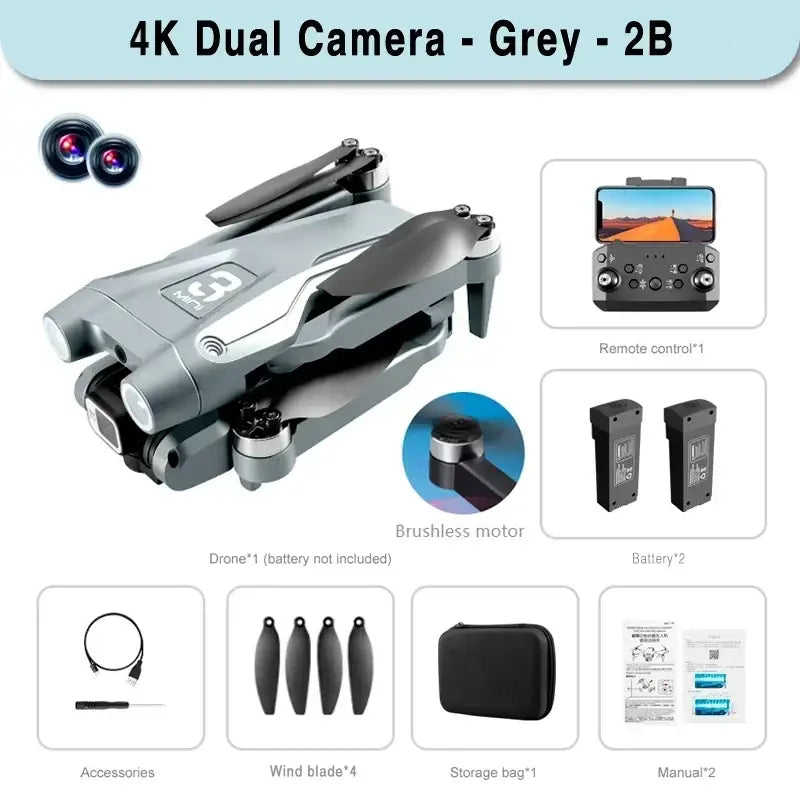 Elevate Your Creativity with Pro Max Drone Cameras - Shop New Arrivals - Grey Dual 4K-2B