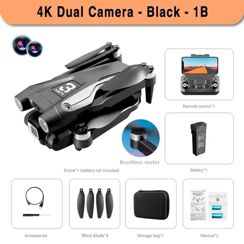 Elevate Your Creativity with Pro Max Drone Cameras - Shop New Arrivals - Black Dual 4K-1B