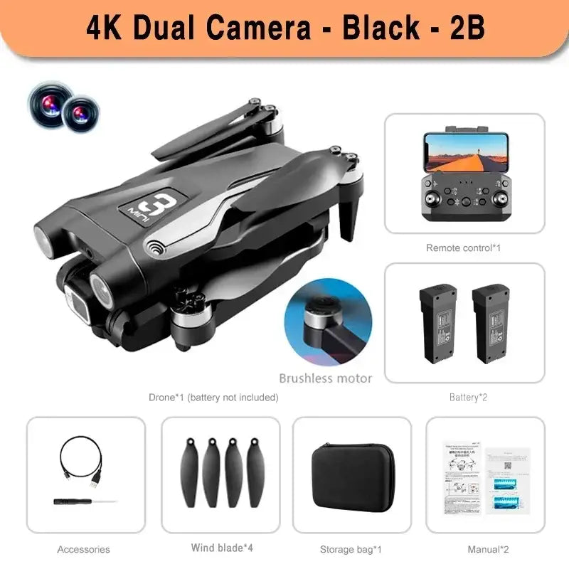 Elevate Your Creativity with Pro Max Drone Cameras - Shop New Arrivals - Black Dual 4K-2B