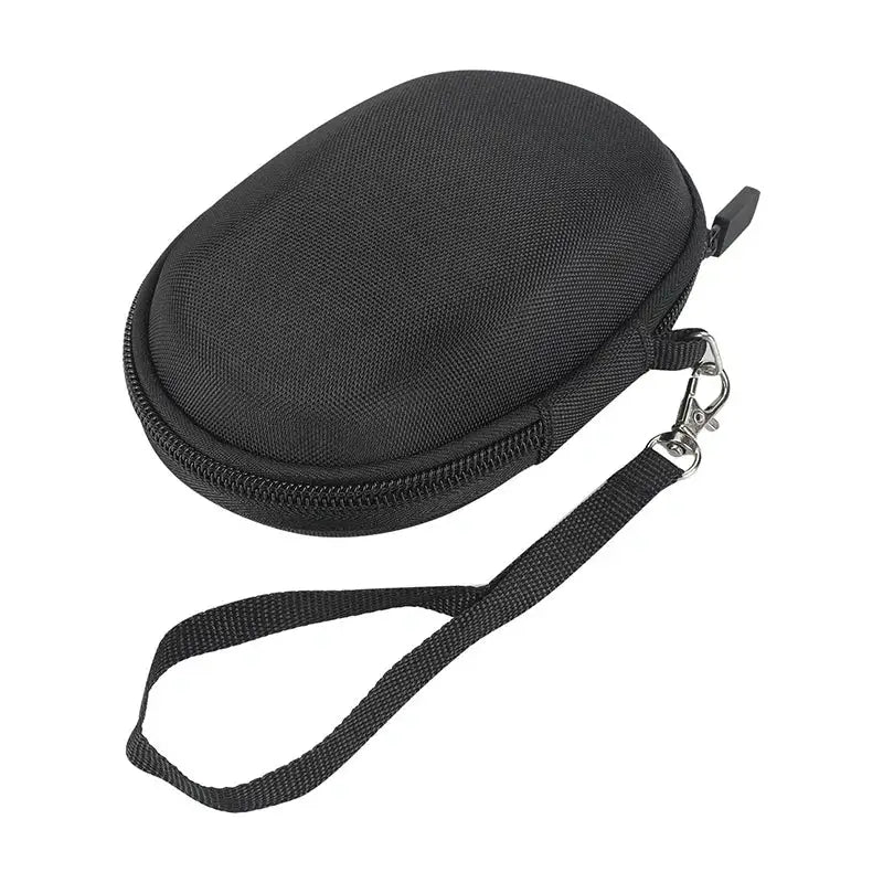 Black zippered case with wrist strap for gaming mouse storage