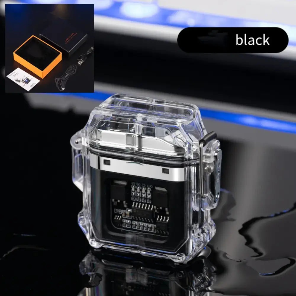 Elevate Your Tech with Transparent Waterproof Dual Arc Innovations - Black with box