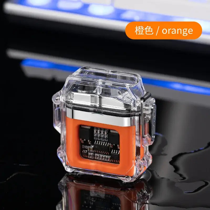 Elevate Your Tech with Transparent Waterproof Dual Arc Innovations - Orange