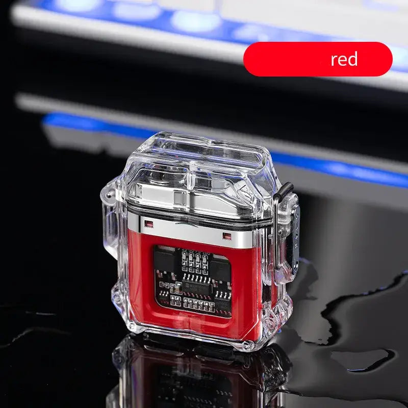 Elevate Your Tech with Transparent Waterproof Dual Arc Innovations - Red