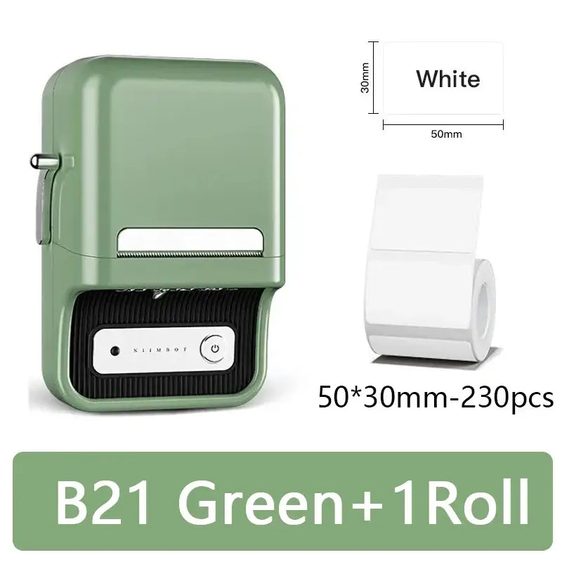 Explore Innovative Portable Thermal Printers for Home & Office - B21 Green 1Roll