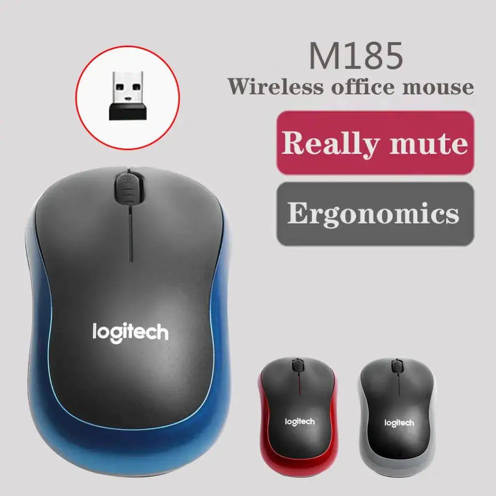 Wireless Logitech office mouse in black and blue for seamless connectivity