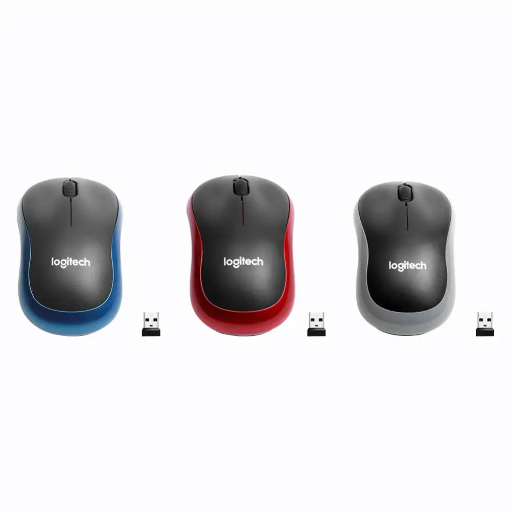 Wireless computer & office mice from Logitech in blue, red, gray for seamless connectivity