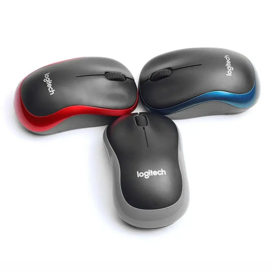 Three Logitech wireless mice in colorful designs for seamless connectivity and office efficiency