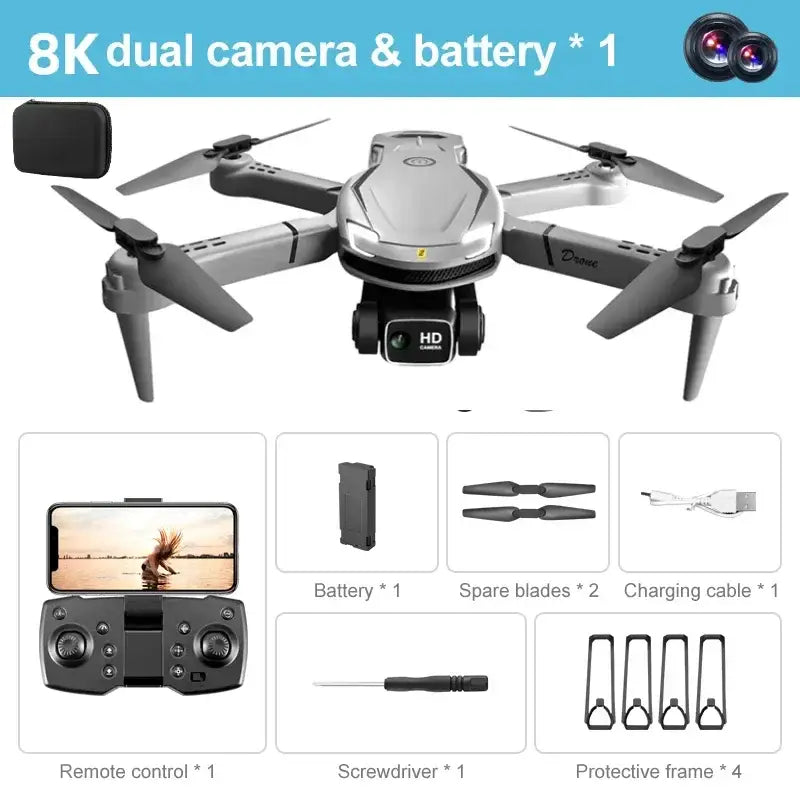 Explore the World with the Original V88 Drone Camera - Grey Dual-8K-1B