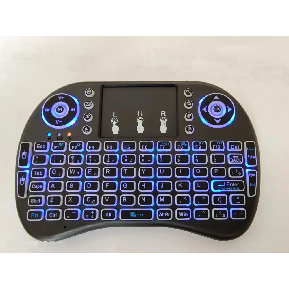 Compact mini wireless keyboard with backlit keys and touchpad for enhanced productivity