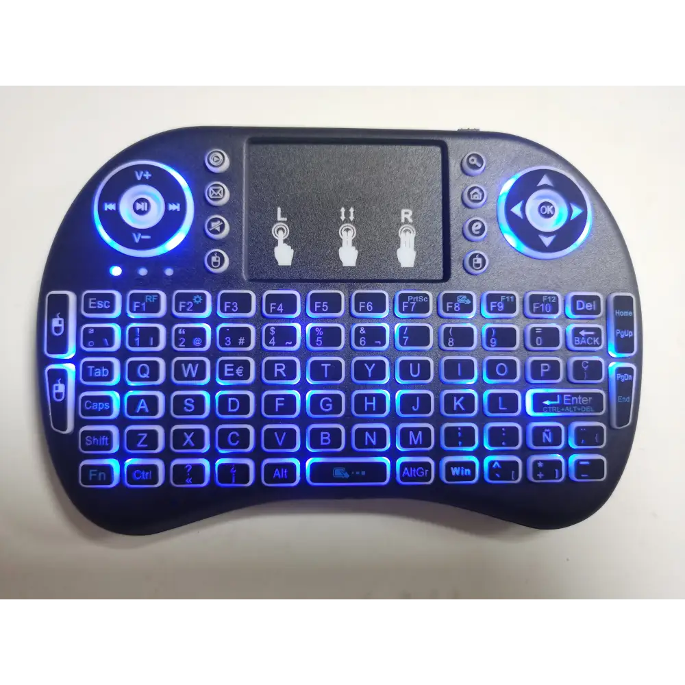 Mini wireless keyboard with backlit keys and touchpad for an upgraded workspace